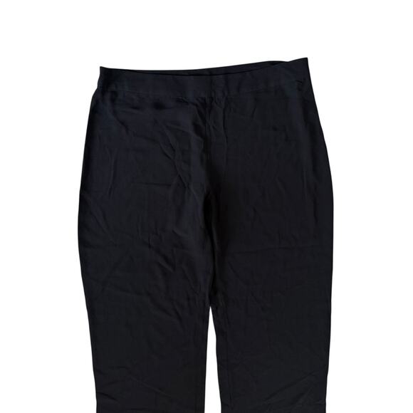 EILEEN FISHER Silk Georgette Crepe Full Length Straight Pants Zipper Black Large - Picture 5 of 12